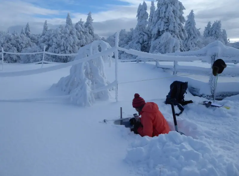 Mesure de la hauteur de neige - crédit : Niv'OSE Vosges